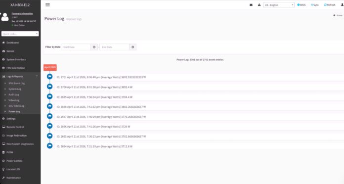 ASUS XA NB3I E12 IPMI Logs