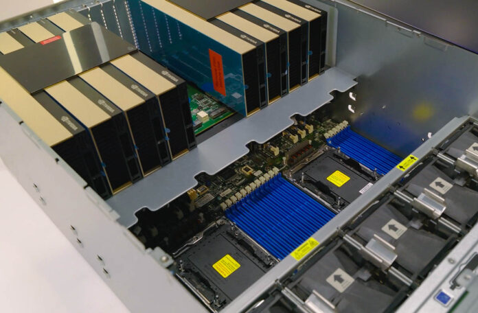 Supermicro SYS-522GA-NRT with 8x NVIDIA H200 NVL and NVLink Bridges
